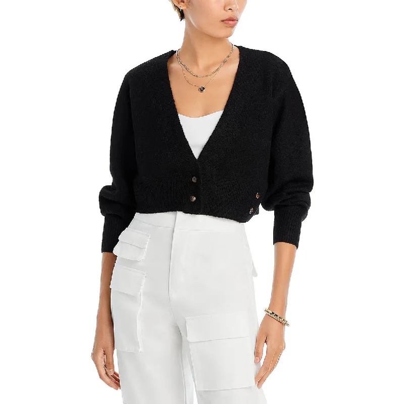 Womens V Neck Crop Cardigan Sweater