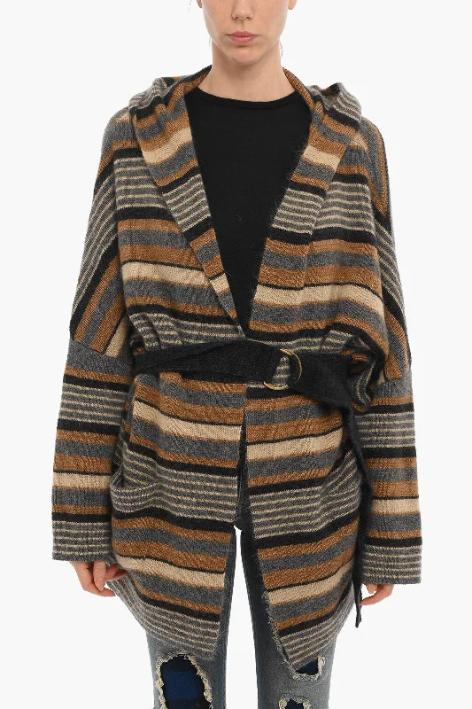 Woolrich Striped Maxi Cardigan with Belt