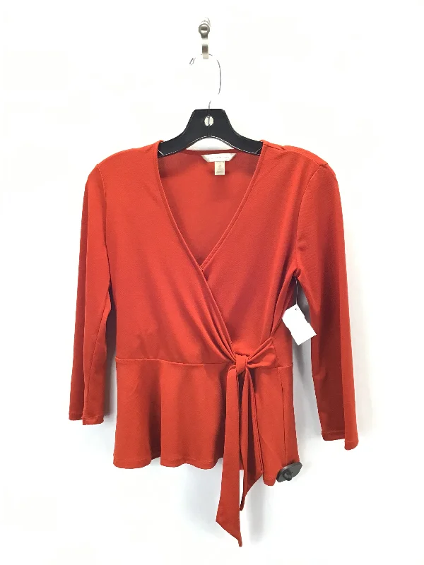 Top Long Sleeve By Banana Republic In Orange, Size: Xs