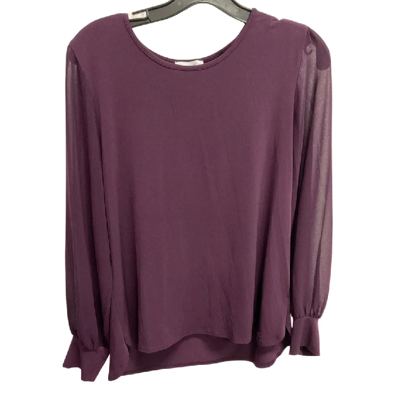 Top Long Sleeve By Calvin Klein In Purple, Size: M