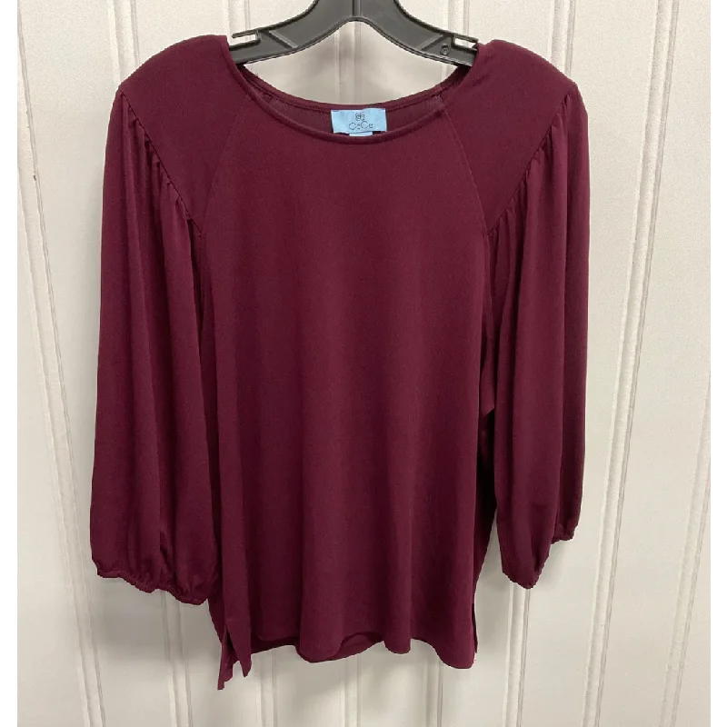 Top Long Sleeve By Cece In Maroon, Size: M