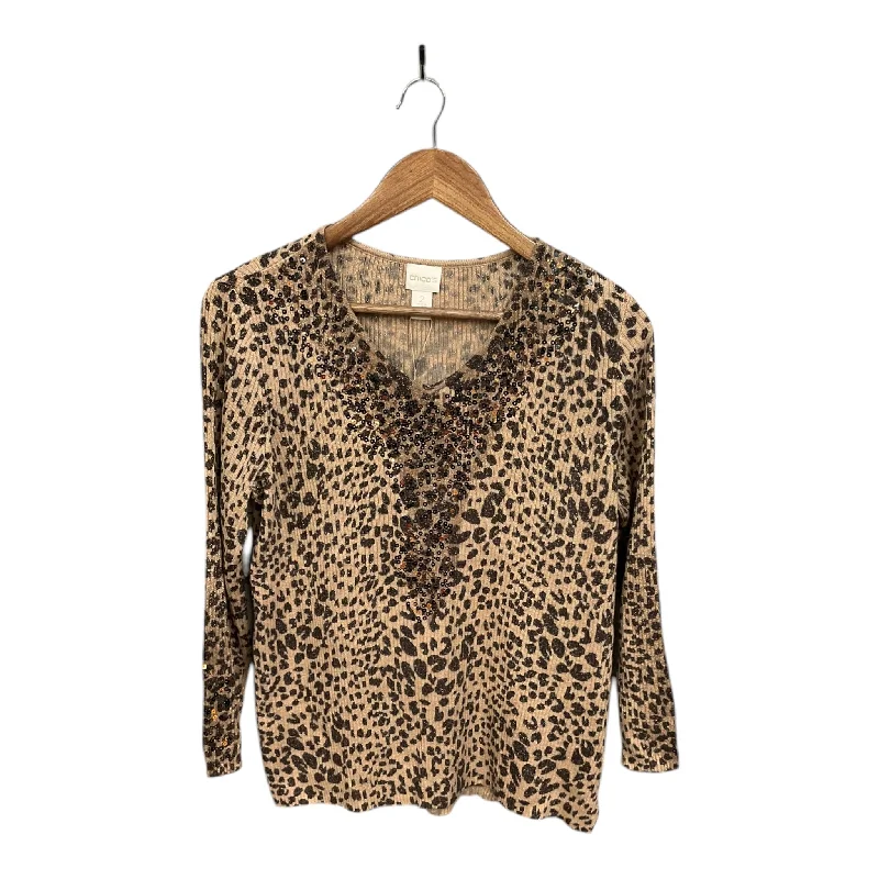 Top Long Sleeve By Chicos In Animal Print, Size: L