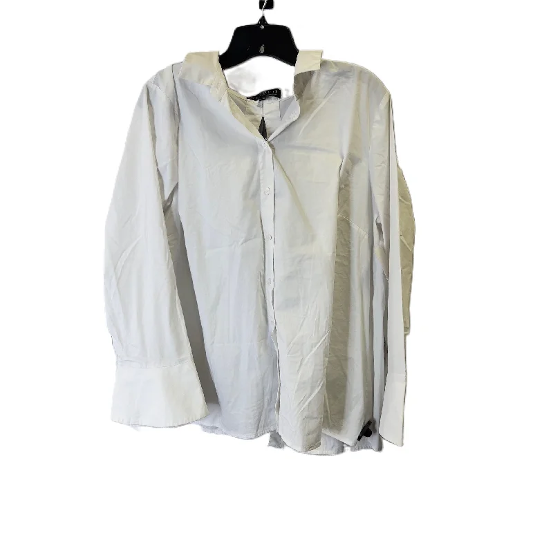 Top Long Sleeve By Eloquii In White, Size: 18