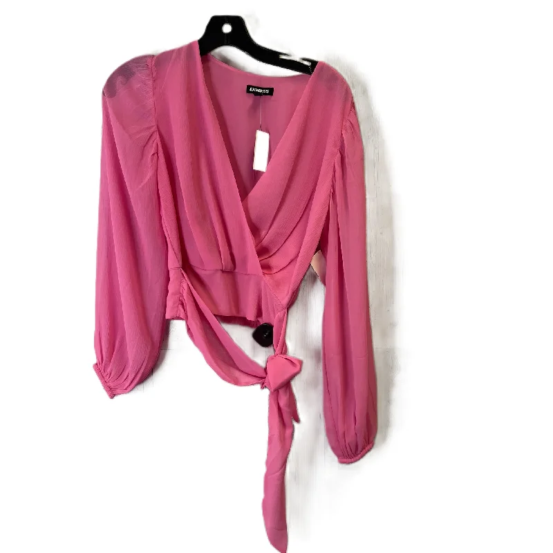 Top Long Sleeve By Express In Pink, Size: Xs