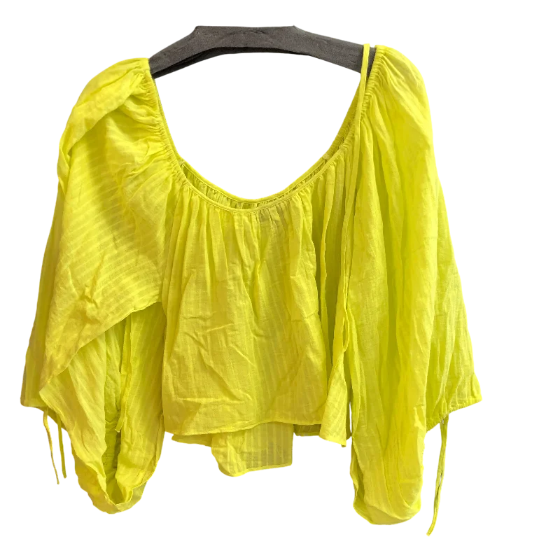 Top Long Sleeve By Inc In Yellow, Size: 1x