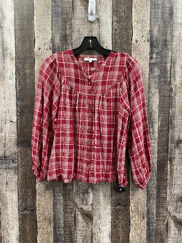 Top Long Sleeve By Madewell In Red, Size: Xs