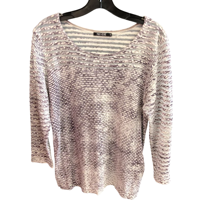 Top Long Sleeve By Nic + Zoe In Grey, Size: M