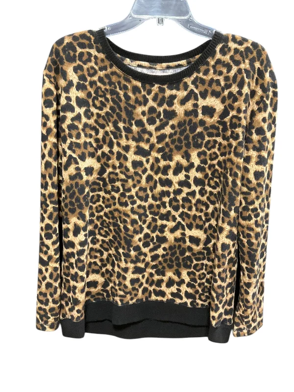 Top Long Sleeve By Per Se In Animal Print, Size: M