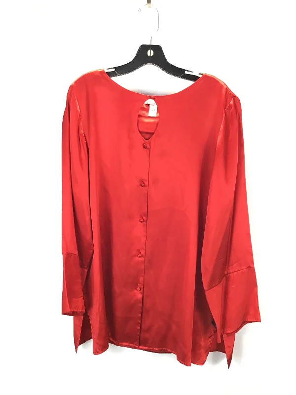 Top Long Sleeve By Valerie Stevens In Red, Size: L