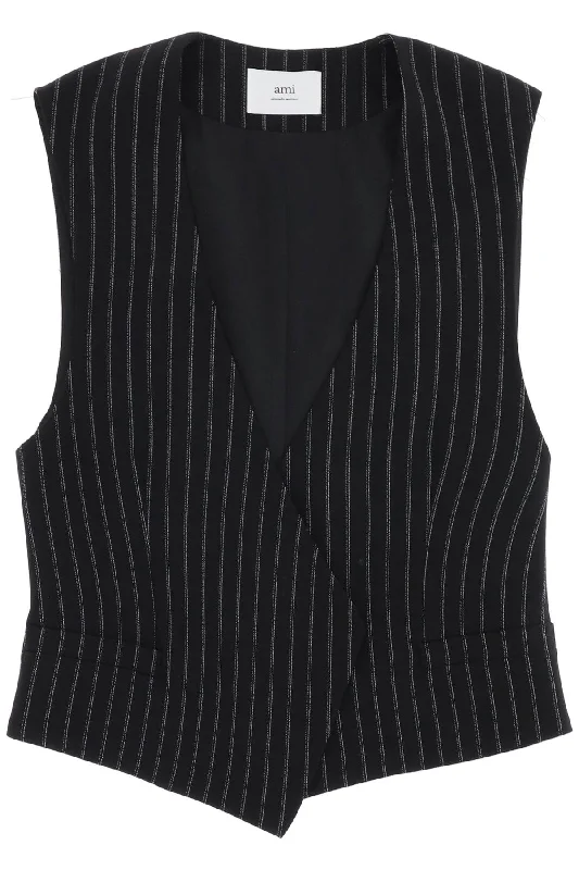 Ami Alexandre Matiussi Women's Virgin Wool Pinstripe Waistcoat