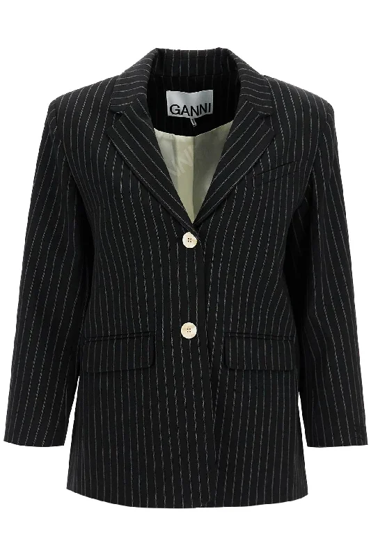 Ganni Women's Striped Boxy Blazer