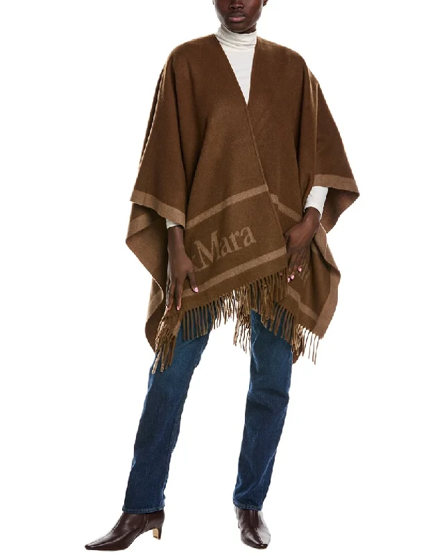 Max Mara Logo Jacquard Wool Cape