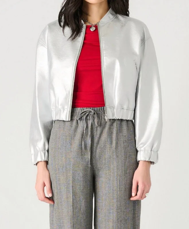 Meteorite Bomber Jacket In Silver