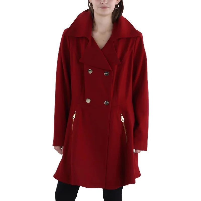 Plus Womens Wool Blend Long Pea Coat