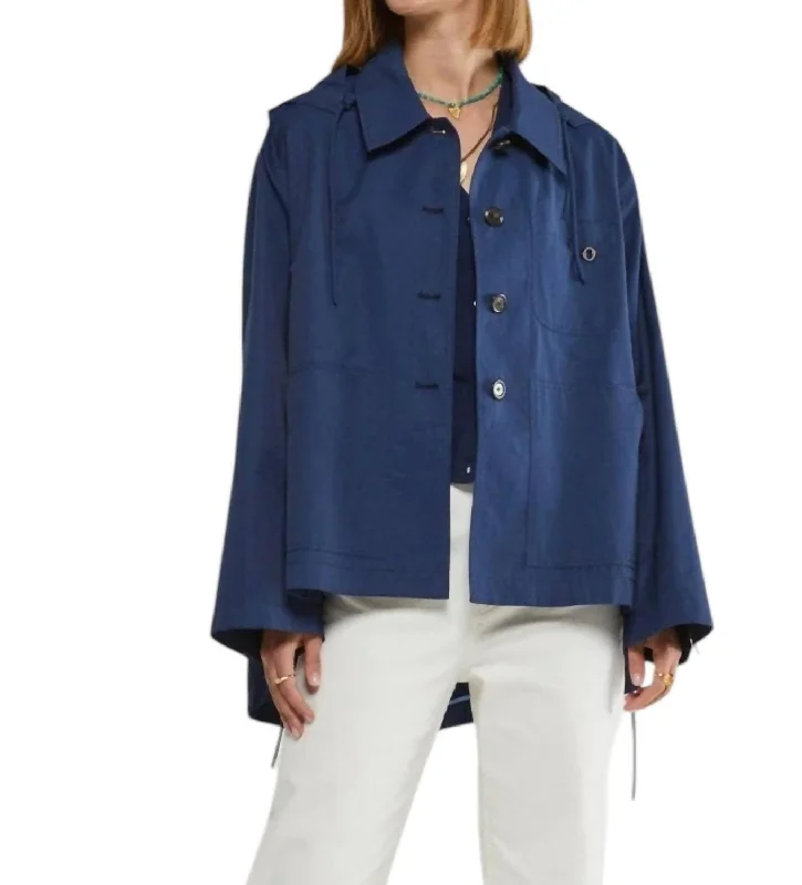 Short Raincoat In Blue