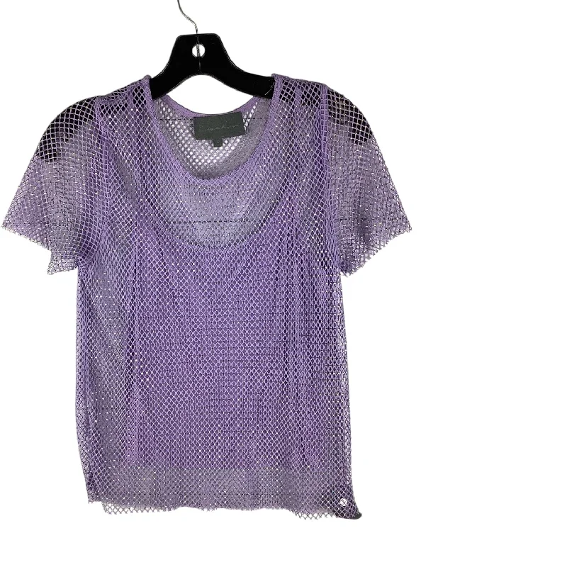 Top Short Sleeve By Anthropologie In Purple, Size: S