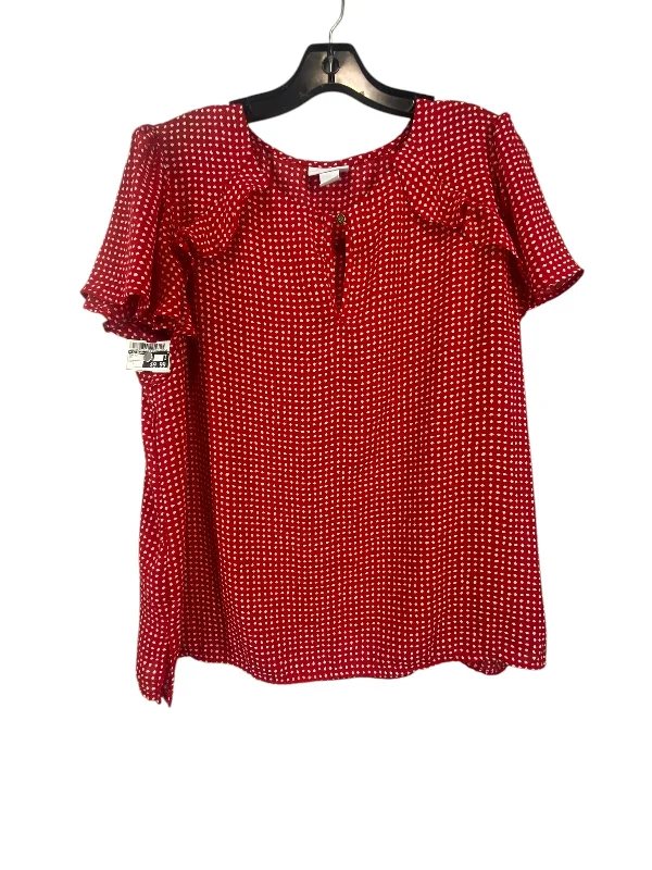 Top Short Sleeve By Liz Claiborne In Red, Size: L