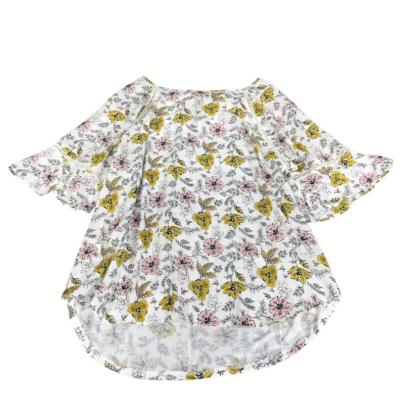 Top Short Sleeve By Loft In Floral Print, Size: L