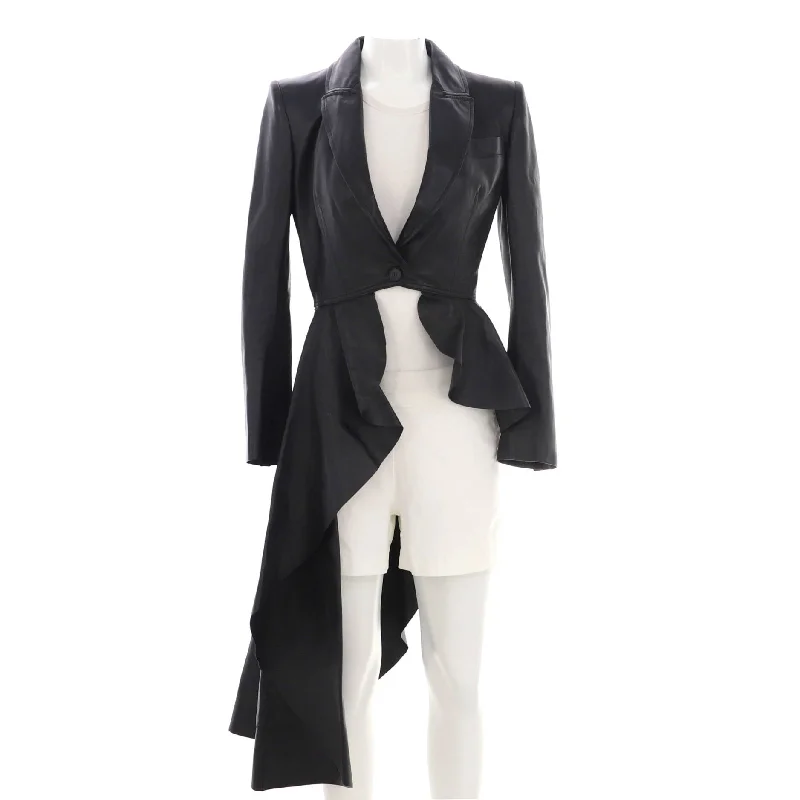 Women's Asymmetrical Peplum Biker Jacket Leather