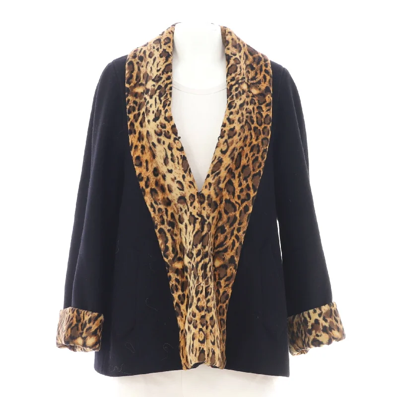 Women's Leopard Panels Coat Wool Blend