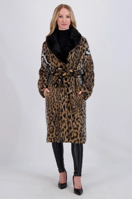 WOOL SHORT COAT WITH MINK COLLAR