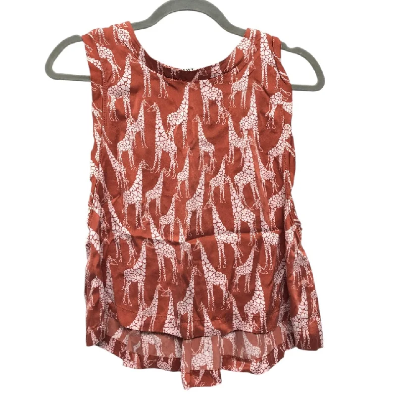 Blouse Sleeveless By Free People In Orange & White, Size: Xs