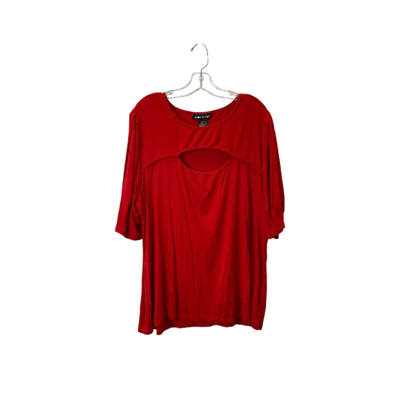 Top Sleeveless Basic By Ashley Stewart In Red, Size:2X