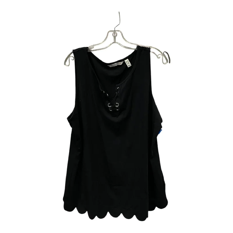 Top Sleeveless By Isaac Mizrahi Live Qvc In Black, Size:1X