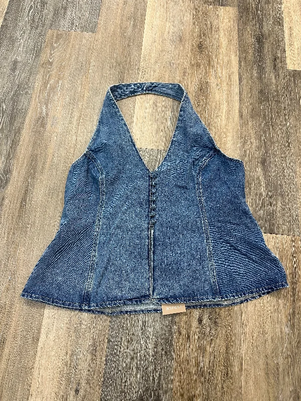 Top Sleeveless By Meshki In Blue Denim, Size: 3x