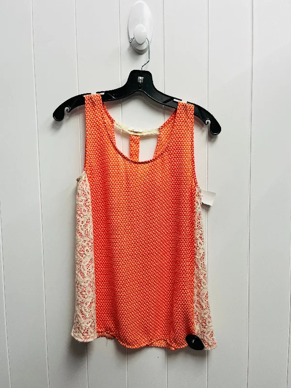 Top Sleeveless By Mystree In Orange & White, Size: S