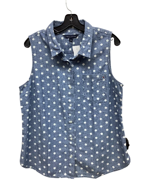 Top Sleeveless By Tommy Hilfiger In Polkadot Pattern, Size: L